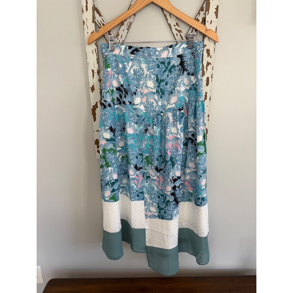 Floral Patchwork Maxi Skirt Asymmetrical Boutique Georgette Size Small